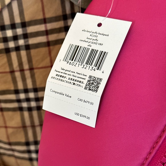 Kate Spade New York Ella puffy backpack candied pink NWT Authentic - Picture 9 of 9